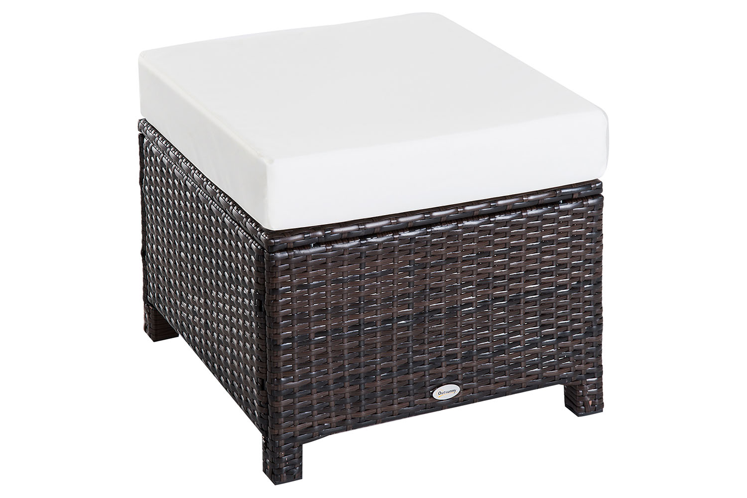 Outsunny Footstool with Soft Cushion | Rattan | Brown