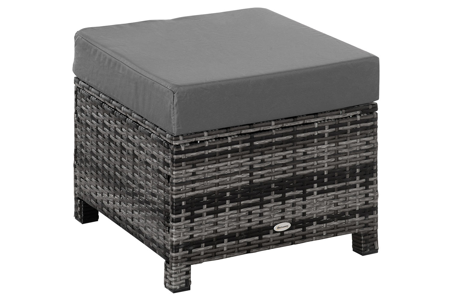 Outsunny Rattan Footstool with Soft Cushion | Grey