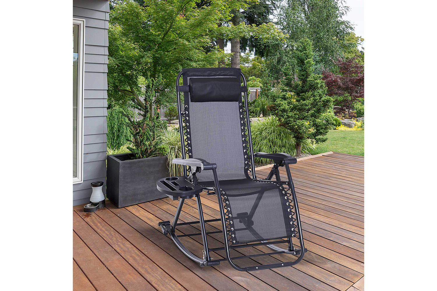 Outsunny Outdoor Folding  Rocking Chair | Black