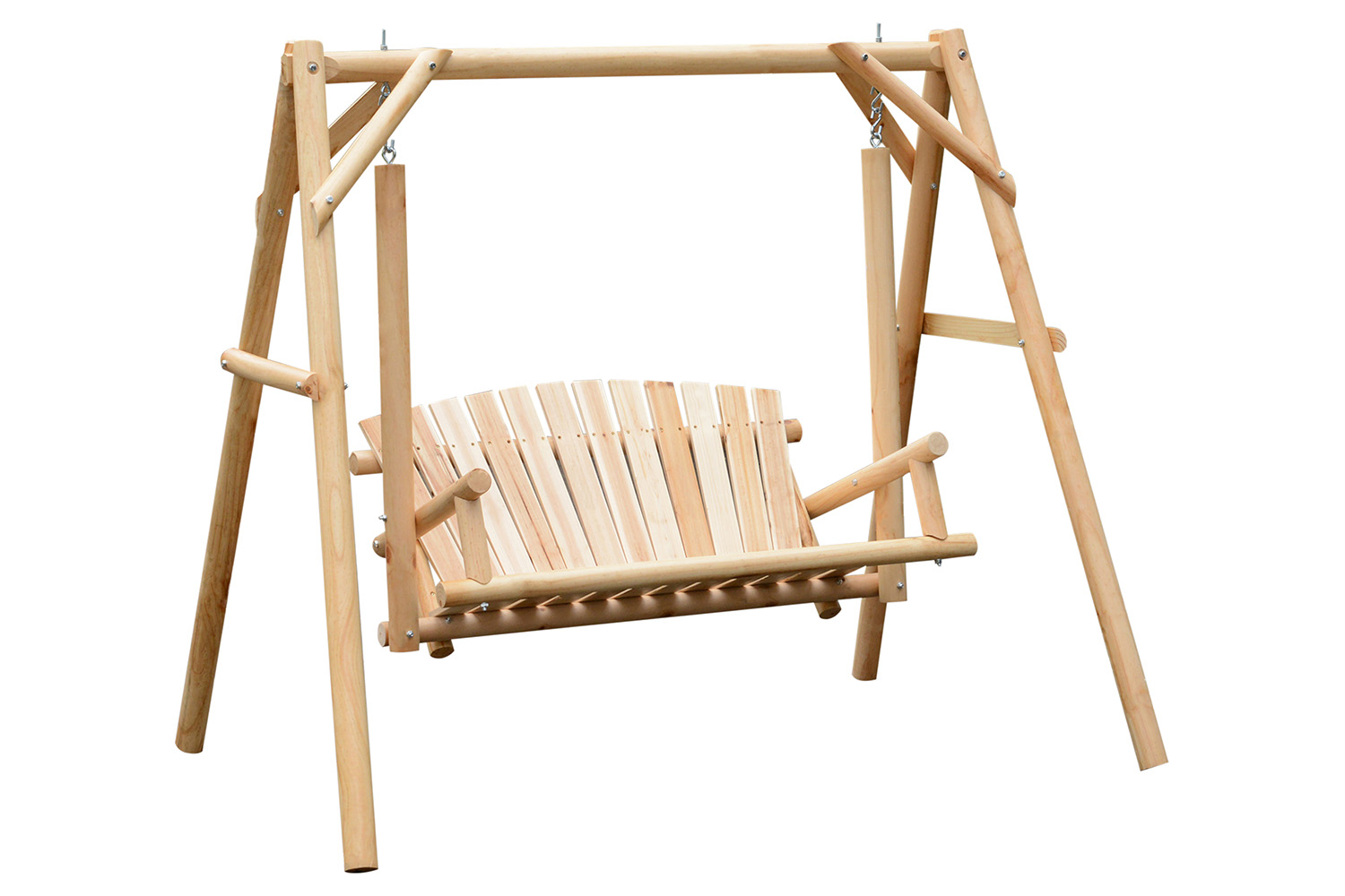 Outsunny 2 Seaters Porch Swing Rustic Patio Bench | Natural