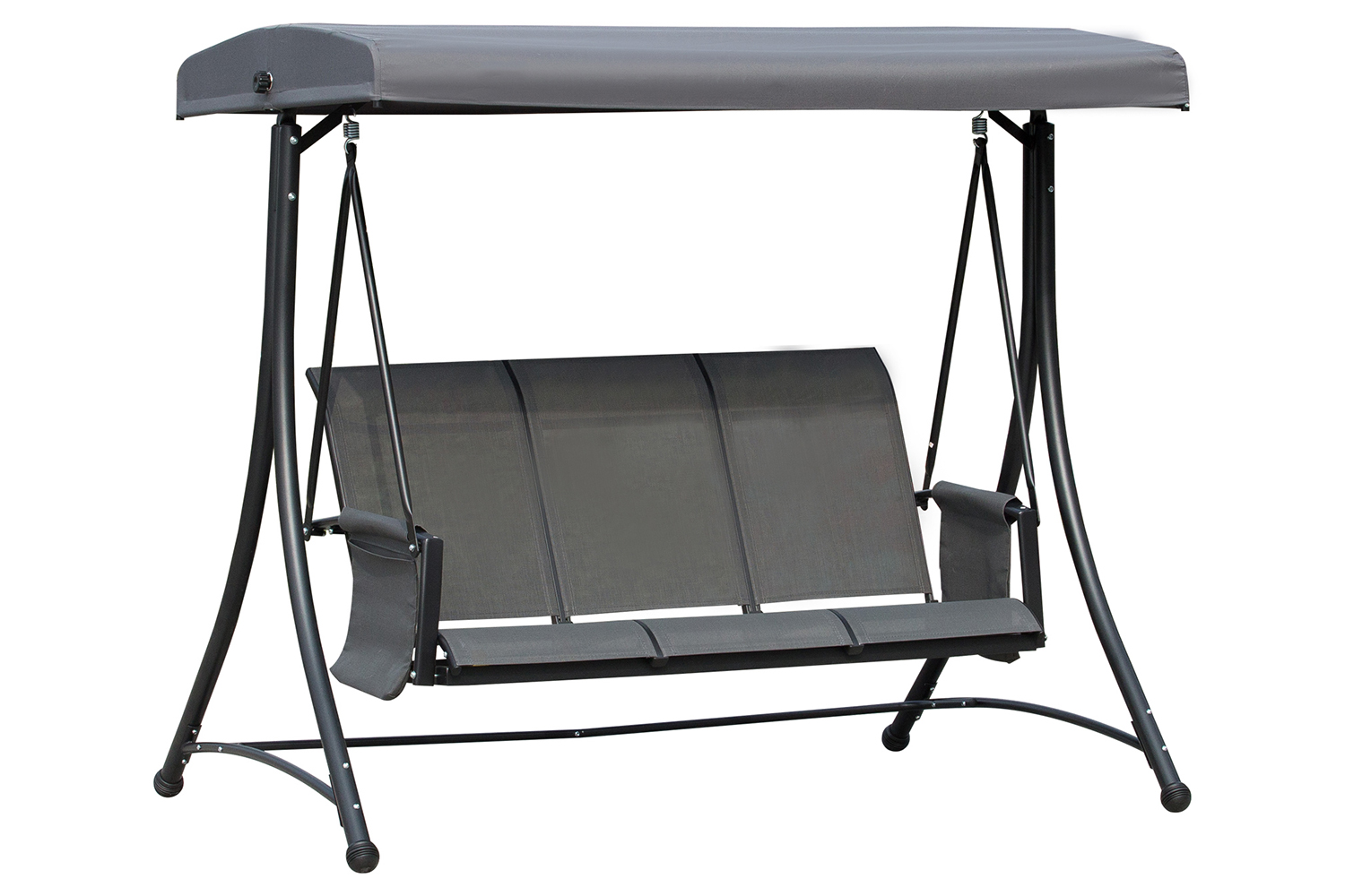 Outsunny 3 Person Steel Outdoor Swing Chair | Charcoal Grey/Black