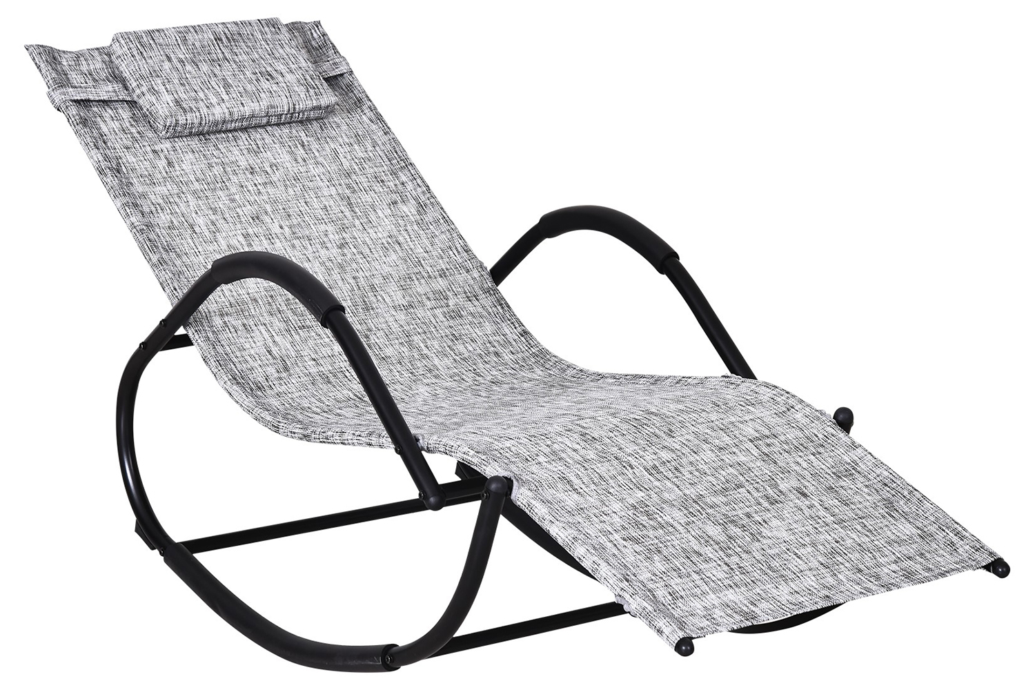 Outsunny Zero Gravity Rocking Chair with Pillow | Black/Grey