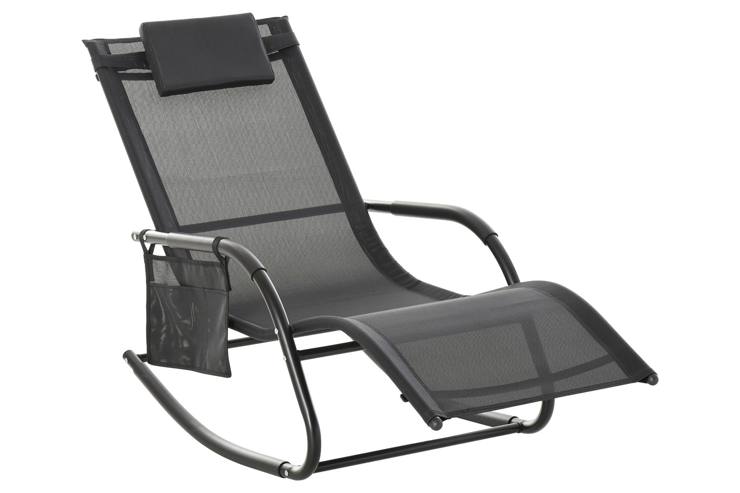 Outsunny Breathable Mesh Rocking Chair with Headrest | Black