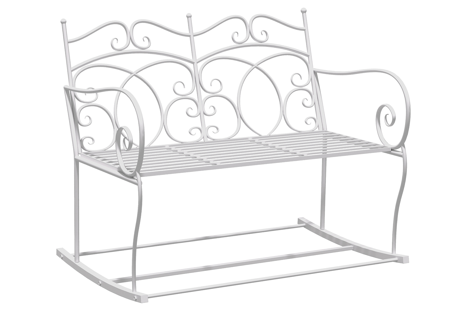 Outsunny 2-Seater Iron Rocking Chair | Milk White