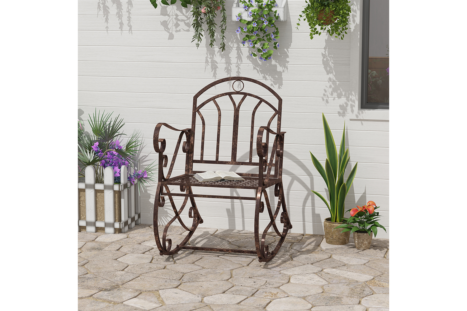 Outsunny Antique Wrought Metal Rocking Chair | Bronze