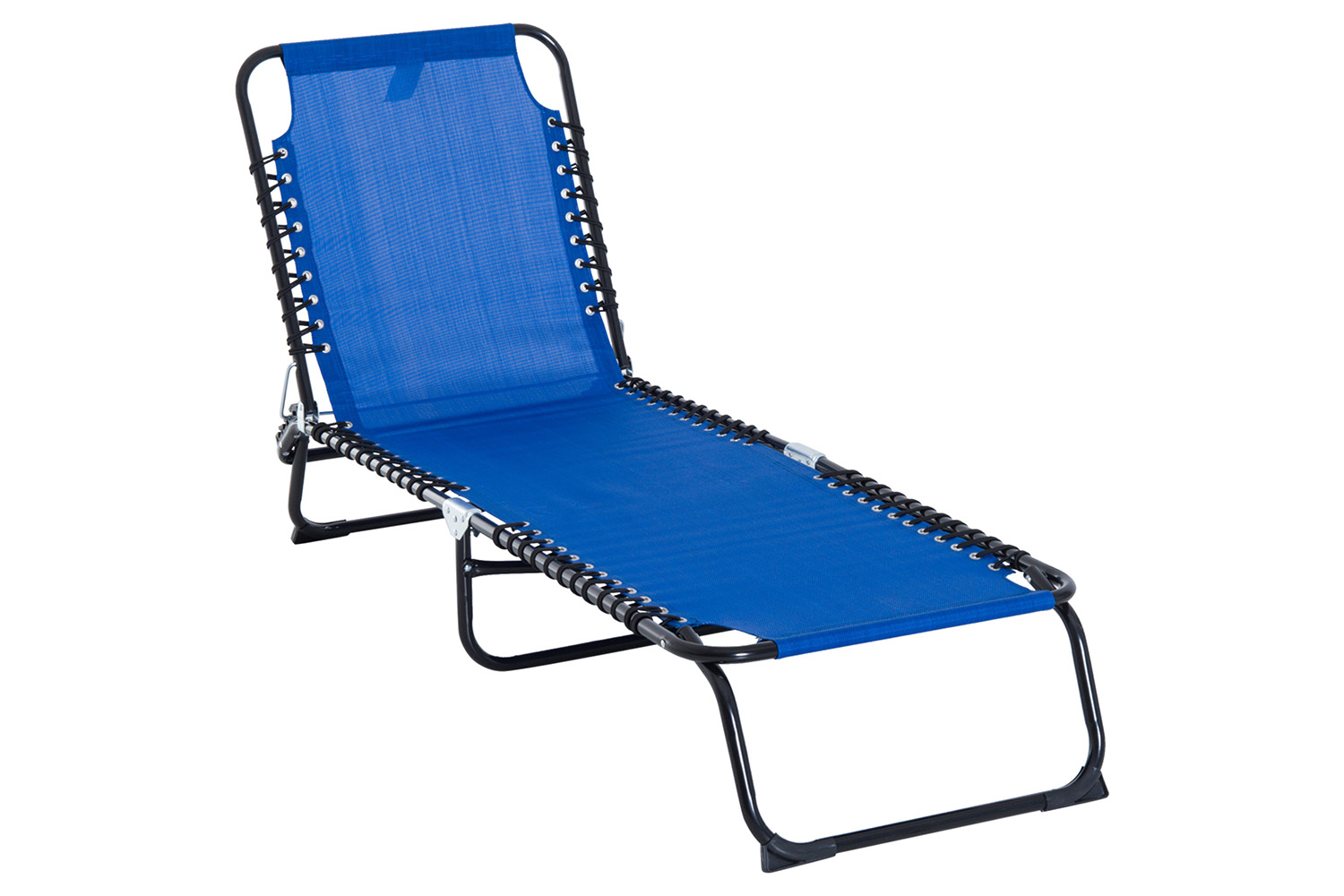Outsunny Folding Sun Lounger | Black/Navy Blue