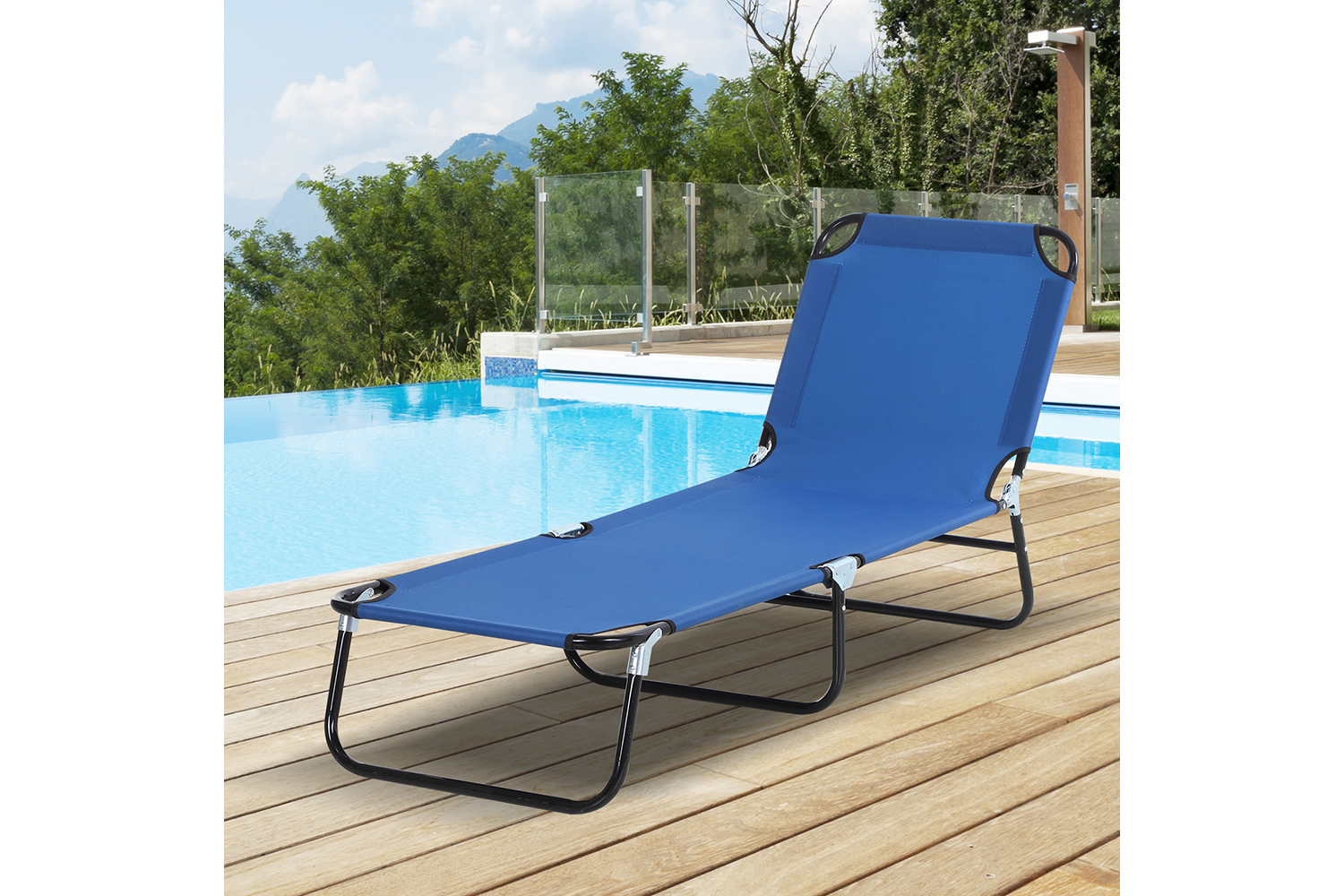 Outsunny Portable Folding Sun Lounger | Blue
