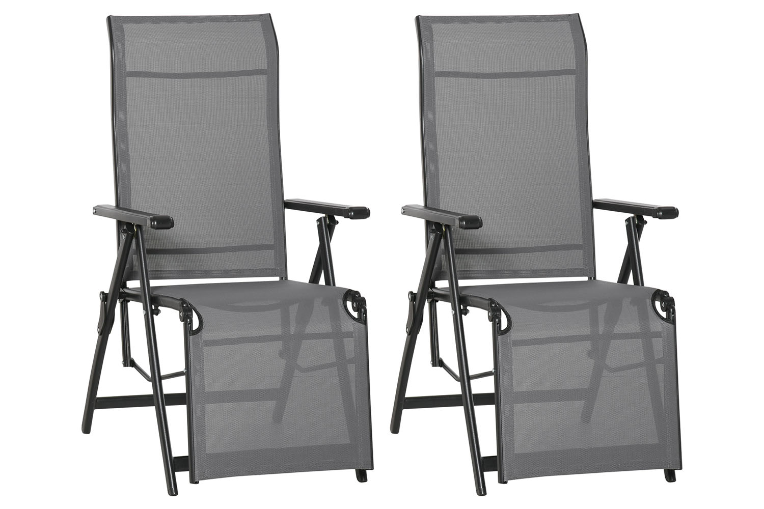 Outsunny Sun Lounge Chair | Black/Grey | Set of 2