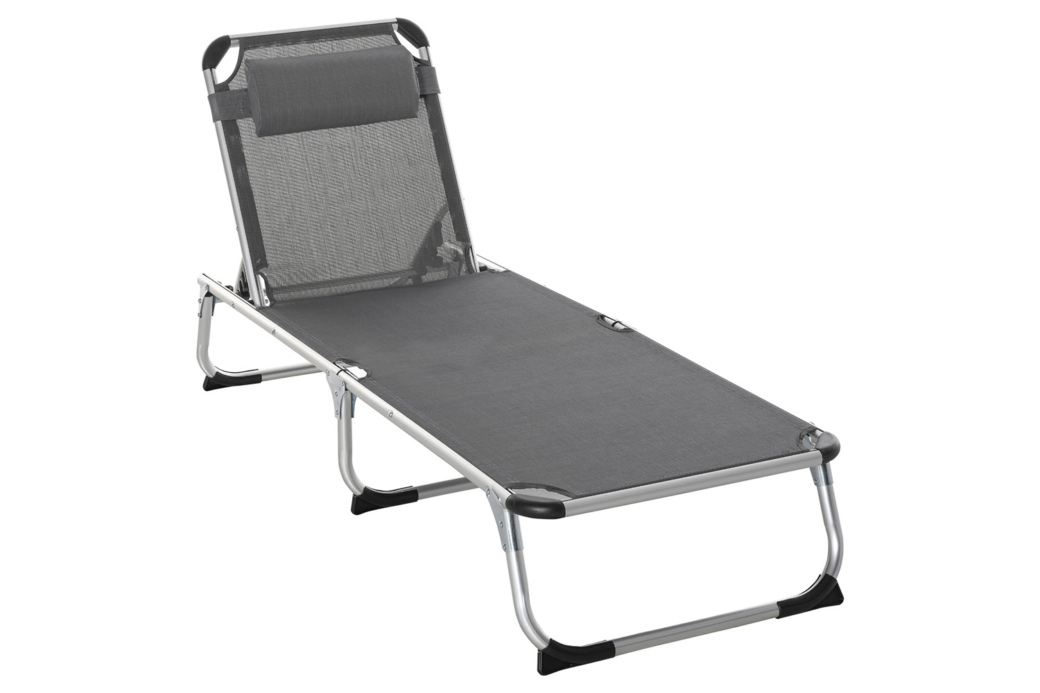 Outsunny Folding Outdoor Reclining Sun Lounger Chair | Dark Grey