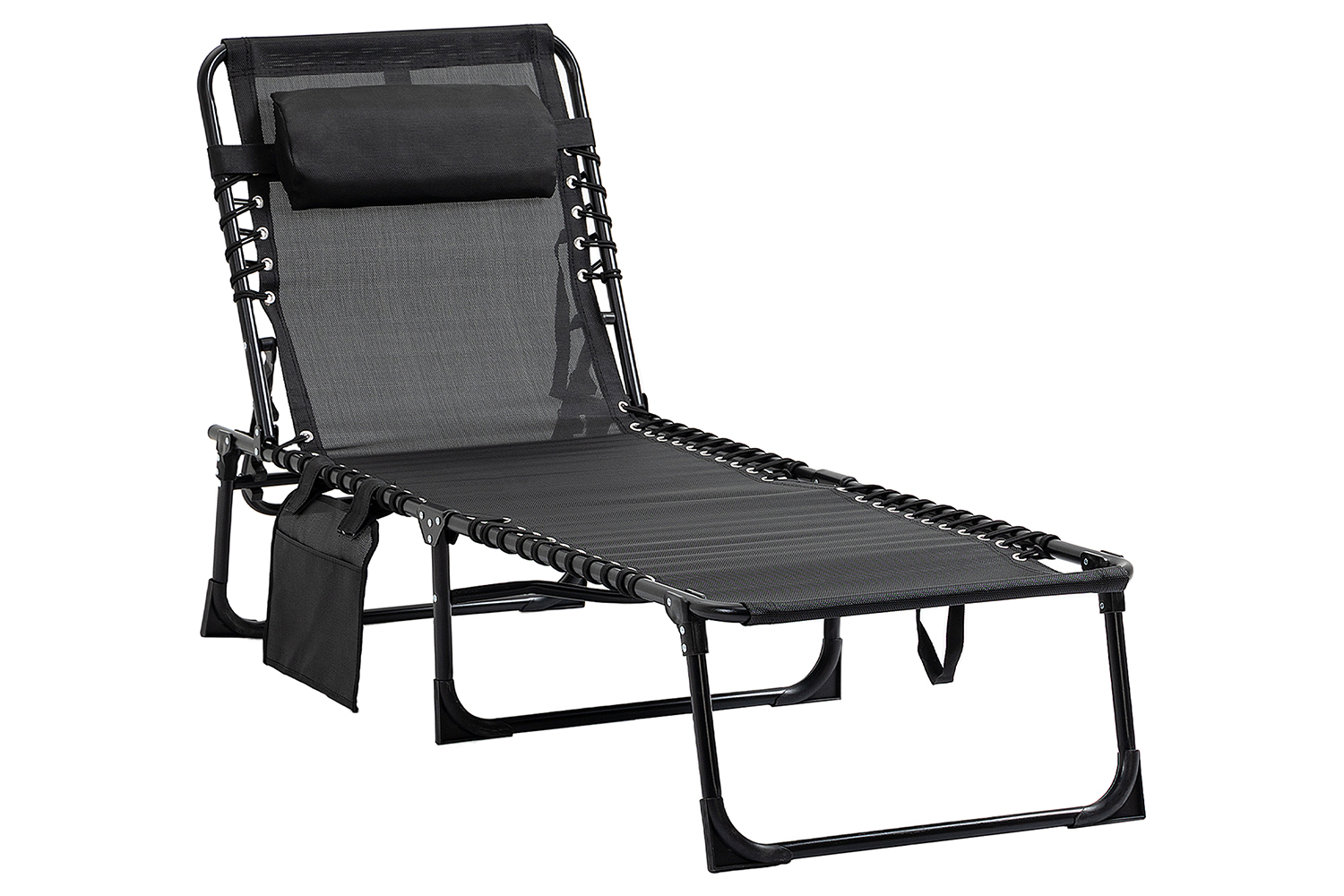 Outsunny Folding Outdoor Reclining Sun Lounger Chair | Black