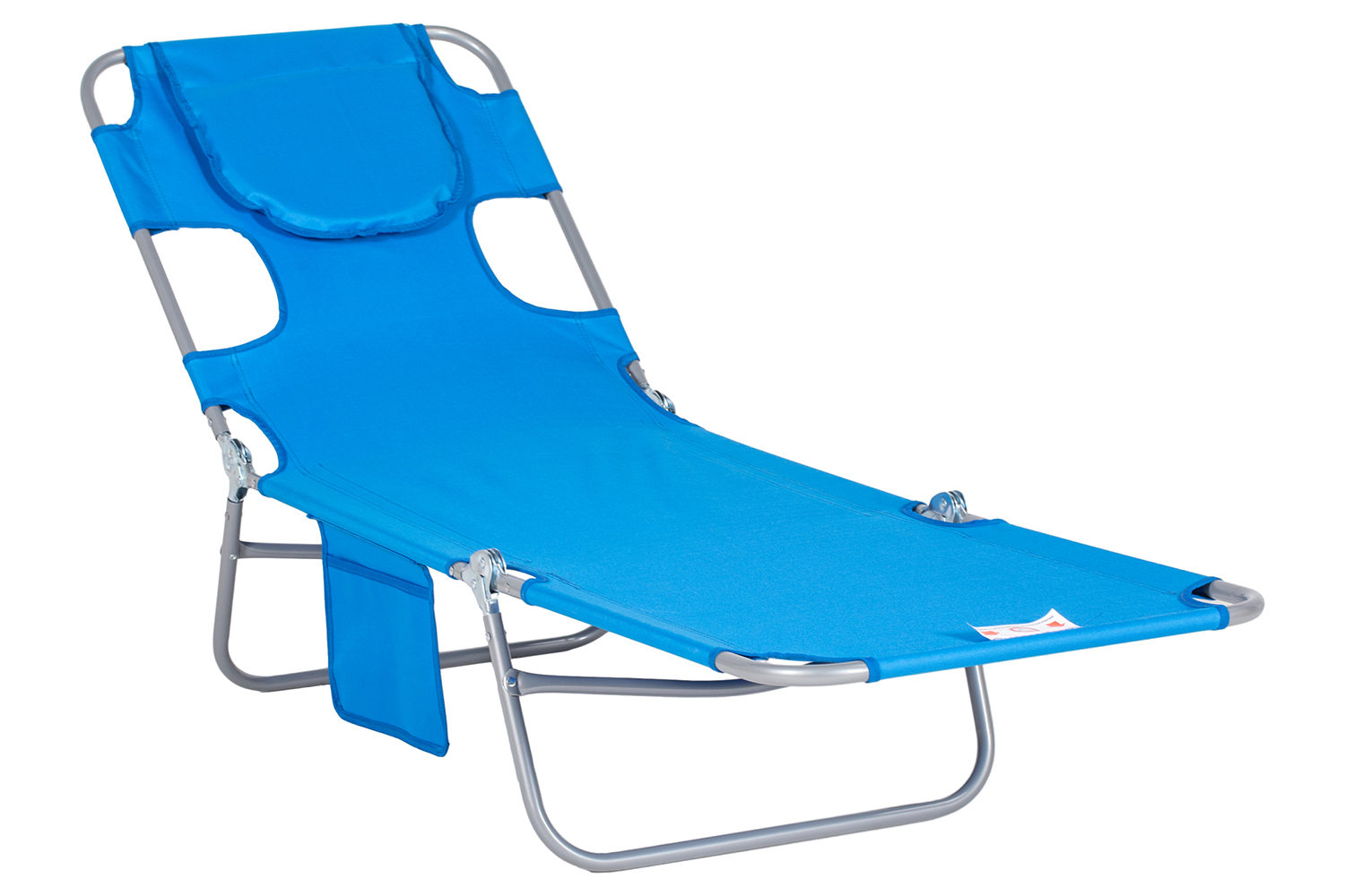 Outsunny Foldable Sun Lounger with Reading Hole | Blue