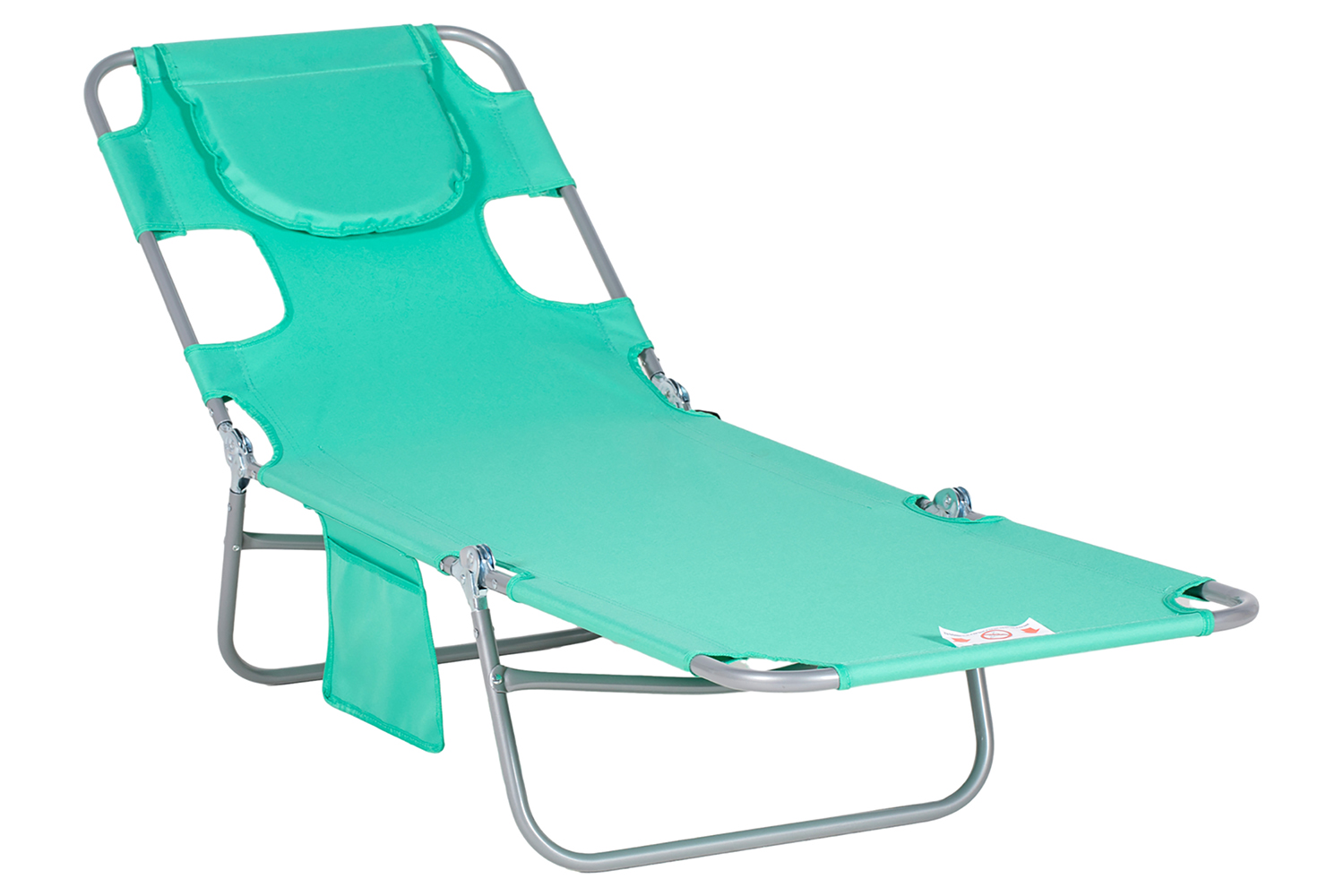 Outsunny Foldable Sun Lounger with Reading Hole | Green