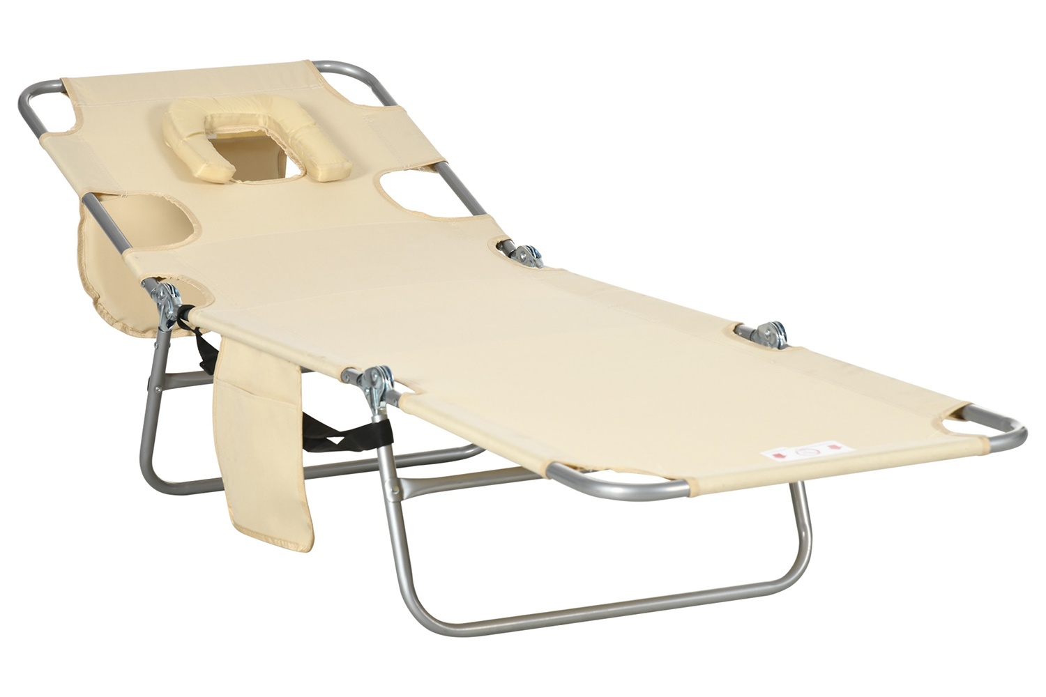 Outsunny Foldable Backrest Sun Lounger | Beige