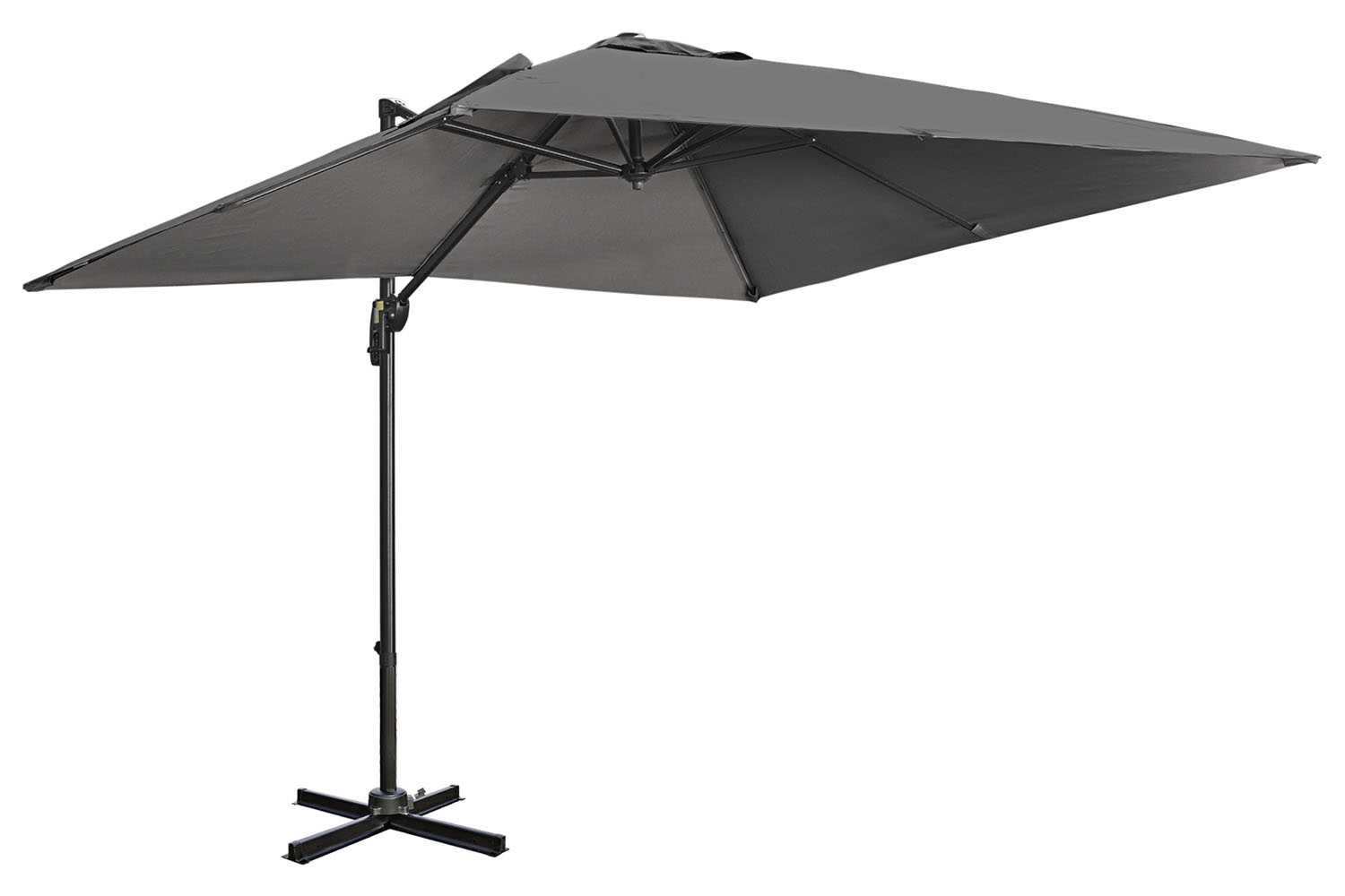 Outsunny Square Overhanging Umbrella with Cross Base | Dark Grey