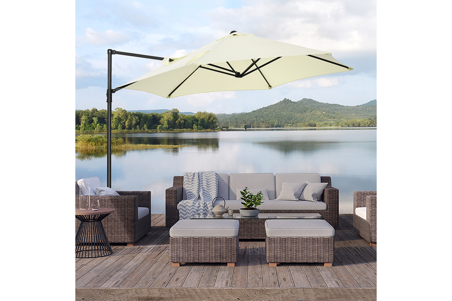 Outsunny 2.5M Garden Cantilever Parasol | Beige