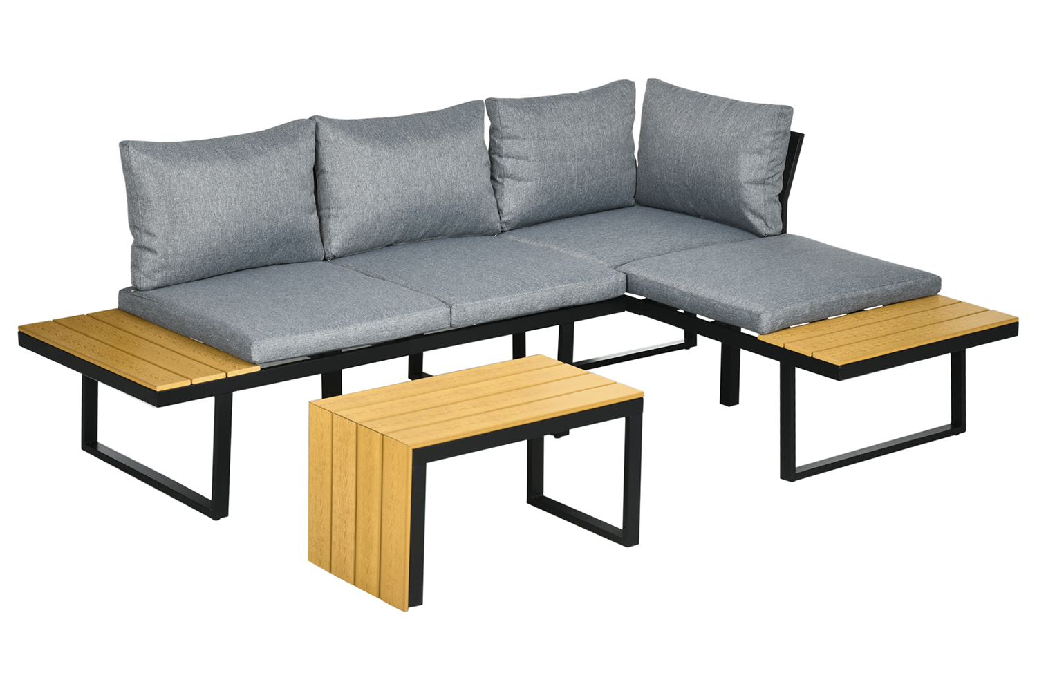 Outsunny Outdoor Patio Furniture Set with Cushions | Dark Grey/Light Grey