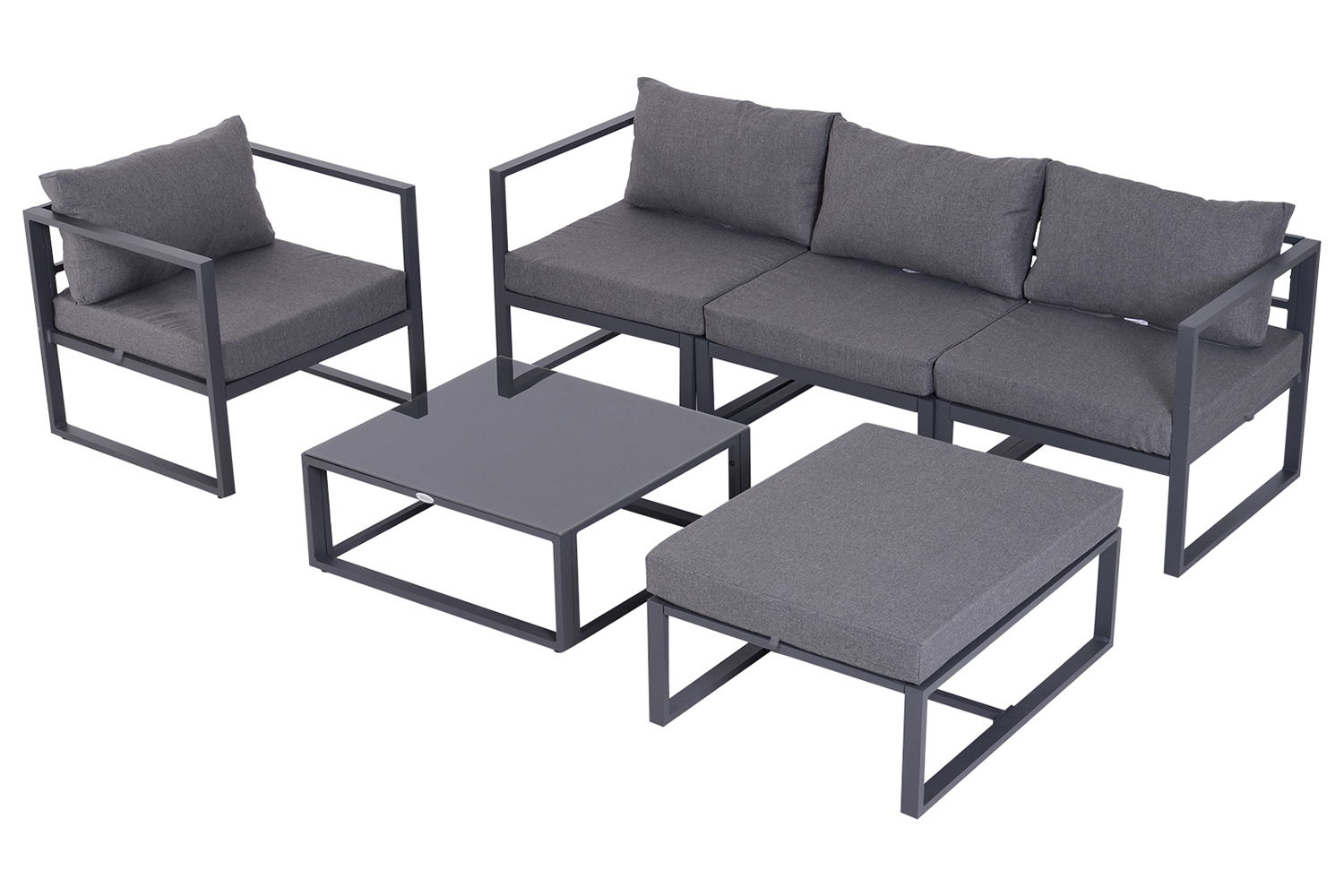 Outsunny Sectional Sofa Set with Cushions & Coffee Table | Grey | 6 Piece
