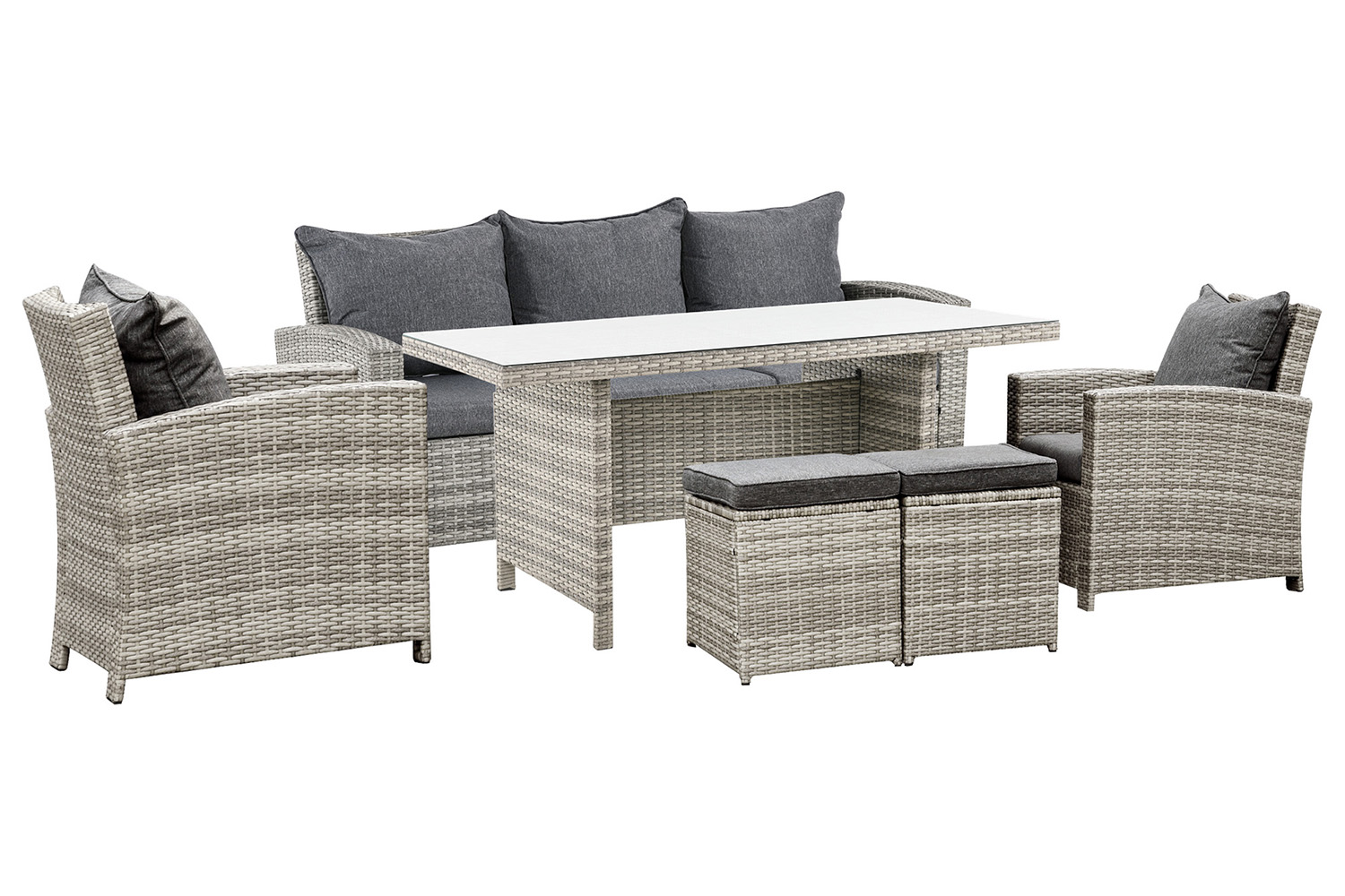 Outsunny Rattan Sofa Set | Grey | Set of 6