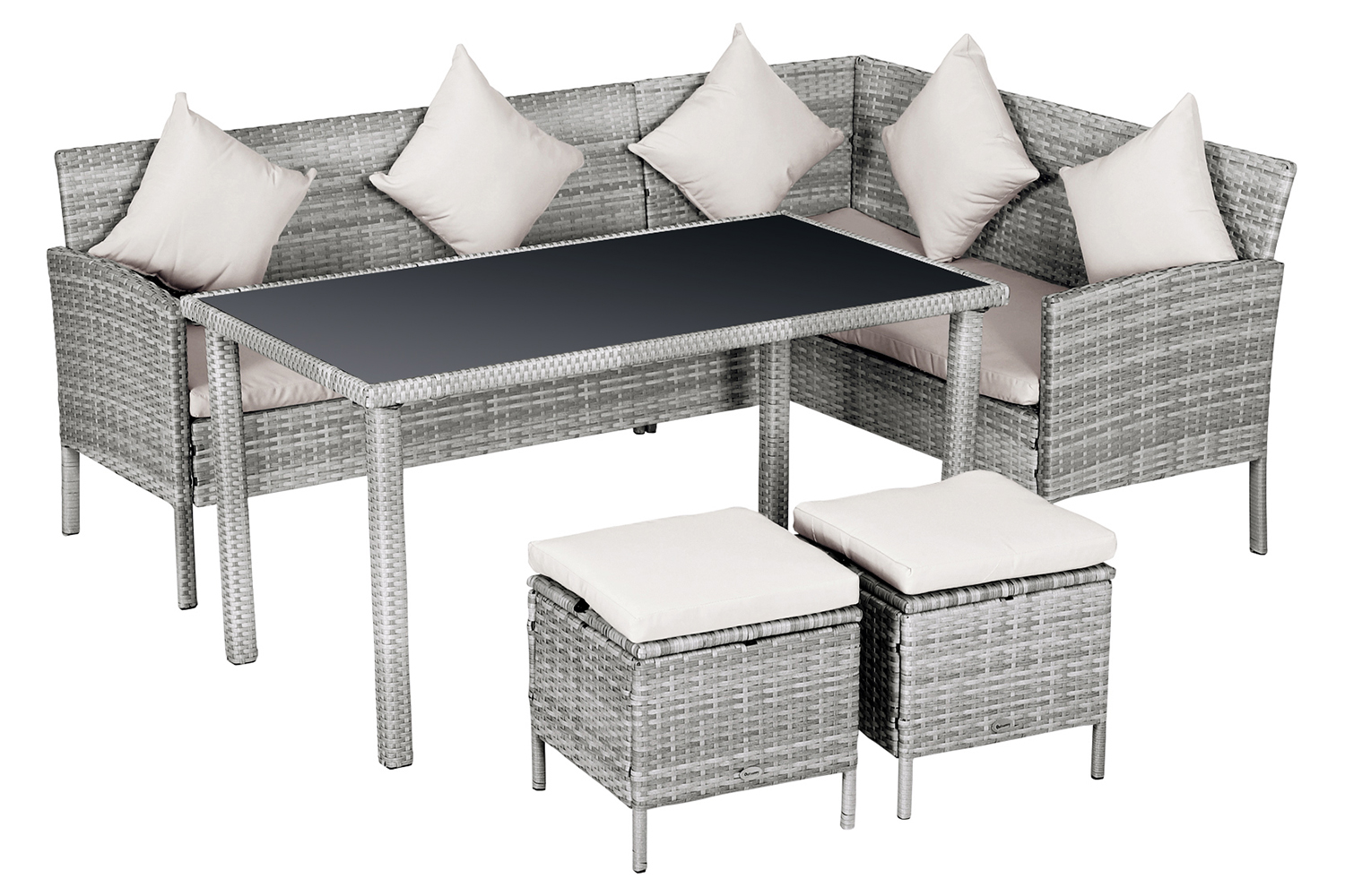 Outsunny Garden Outdoor Dining with Sofa Set | Mixed Grey