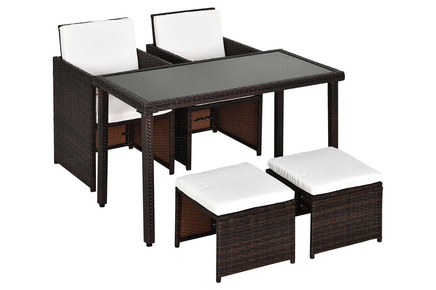 Outsunny Rattan Garden Dining Set | Brown