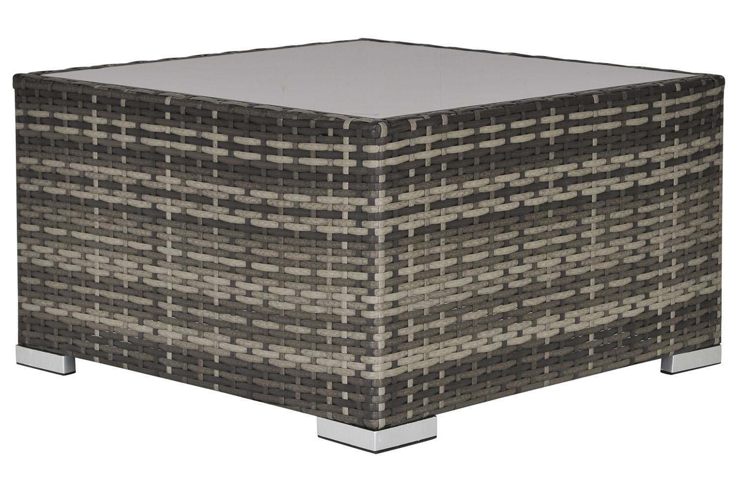 Outsunny Wicker Coffee Table with Glass Top | Deep Grey