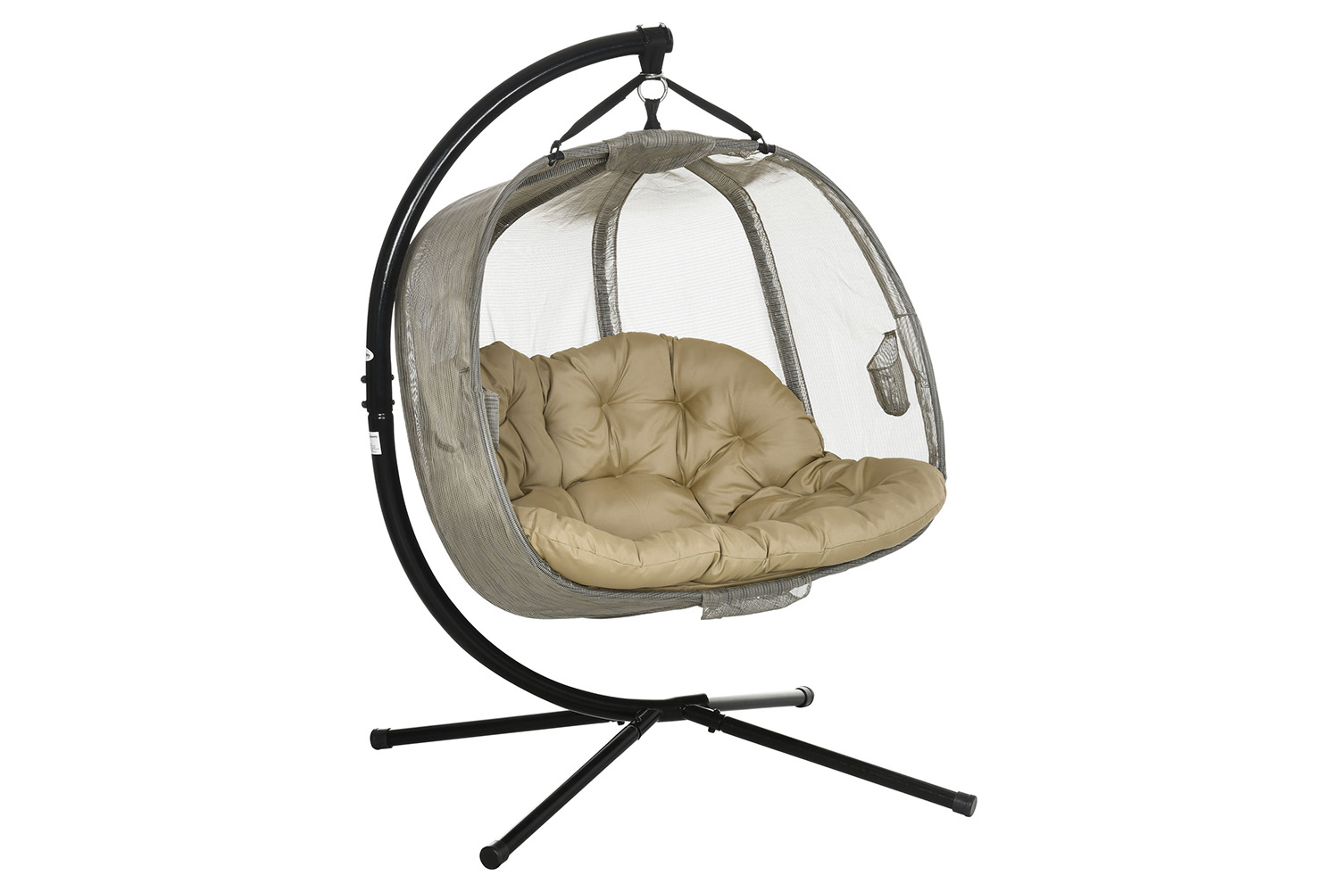 Outsunny 2 Seaters Hanging Egg Chair with Cushion | Multi