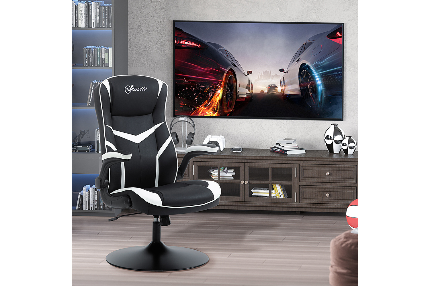Vinsetto Adjustable Height Gaming Chair | Black/White