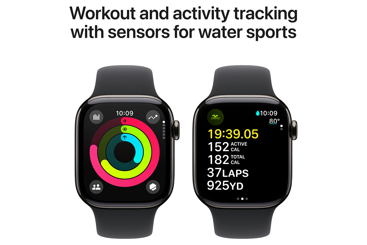 Apple Watch Series 10 GPS + Cellular | 42mm | Slate Titanium Case with Black Sport Band S/M