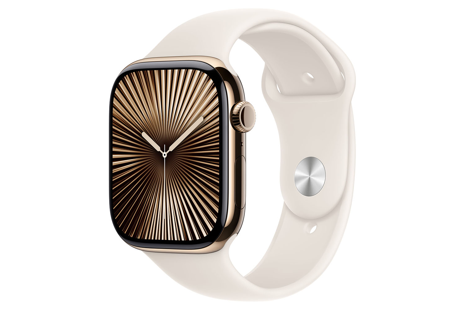 Apple Watch Series 10 GPS + Cellular | 46mm | Gold Titanium Case with Starlight Sport Band M/L