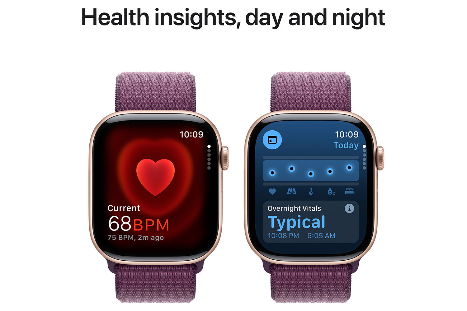 Apple Watch Series 10 GPS + Cellular | 46mm | Rose Gold Aluminium Case with Plum Sport Loop