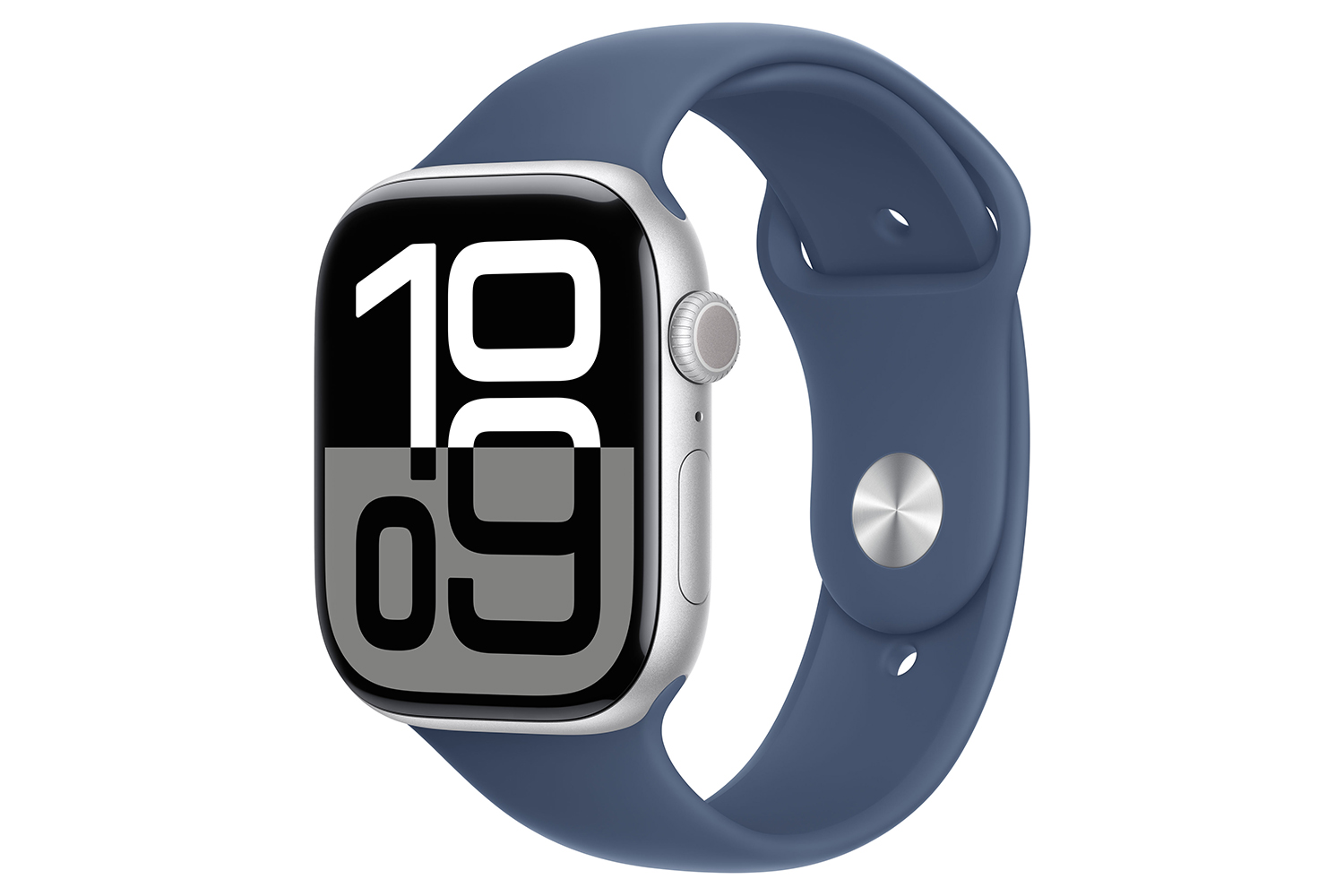 Apple Watch Series 10 GPS + Cellular | 46mm | Silver Aluminium Case with Denim Sport Band S/M