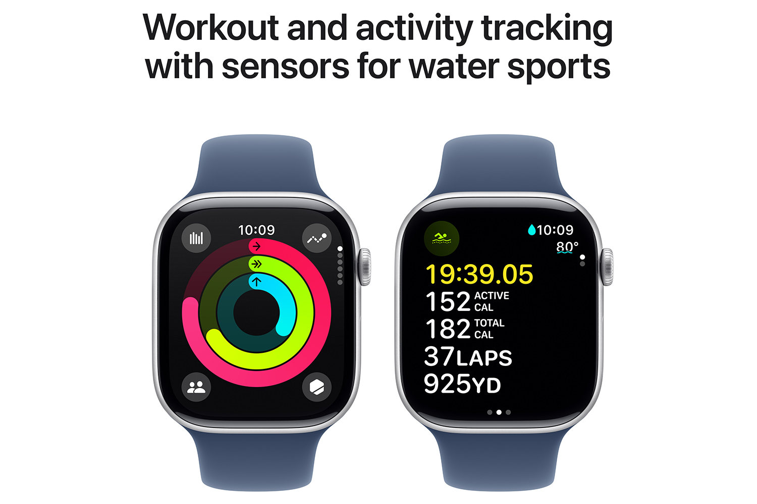 Apple Watch Series 10 GPS + Cellular | 46mm | Silver Aluminium Case with Denim Sport Band M/L