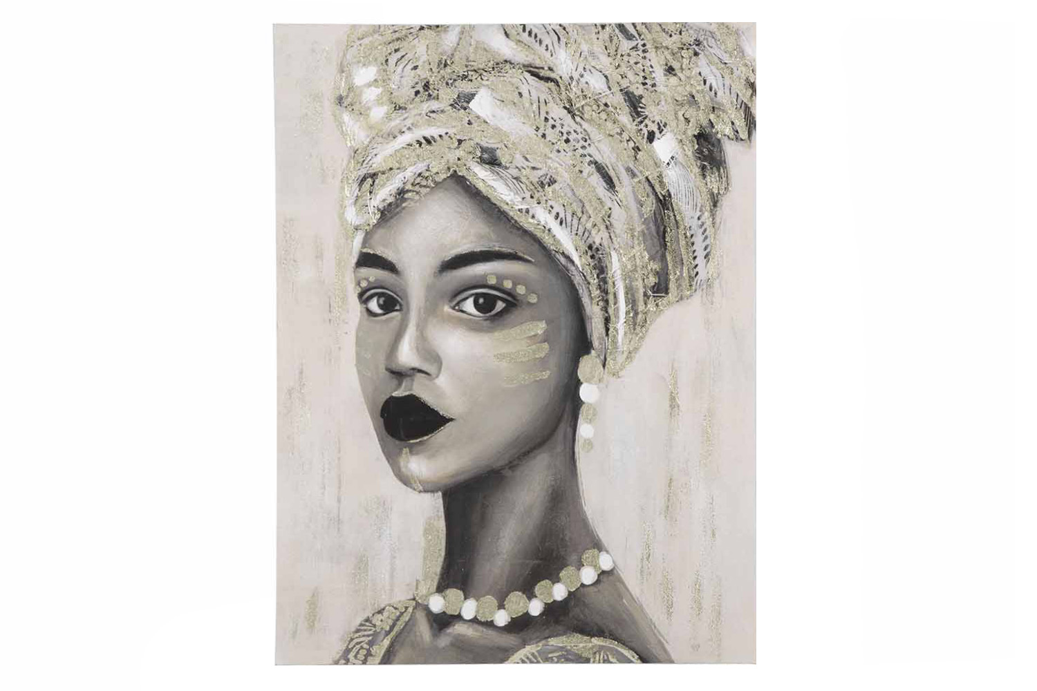 Homcom Wall Painting of Woman | Gold/Grey | 80 x 100 cm