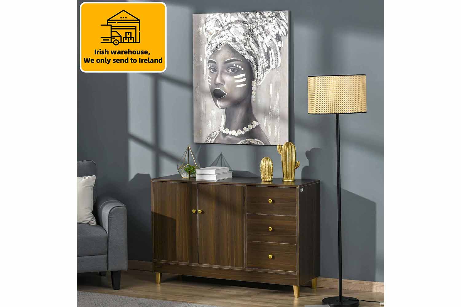 Homcom Wall Painting of Woman | Gold/Grey | 80 x 100 cm