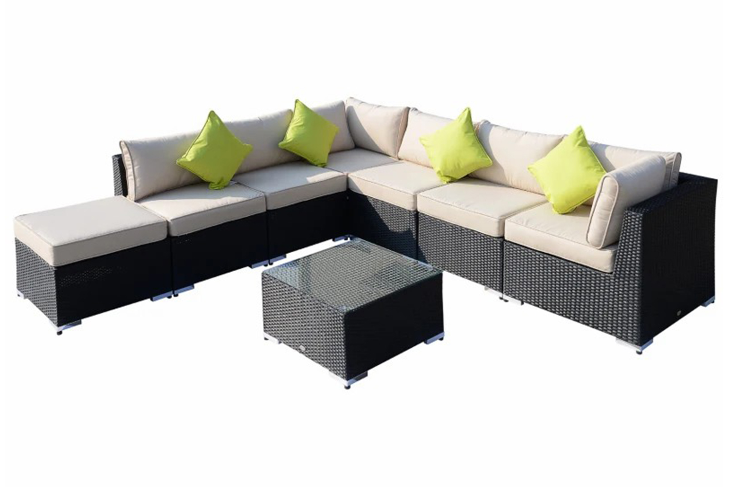 Outsunny Rattan Sofa Set | Beige/Black  | Set of 8