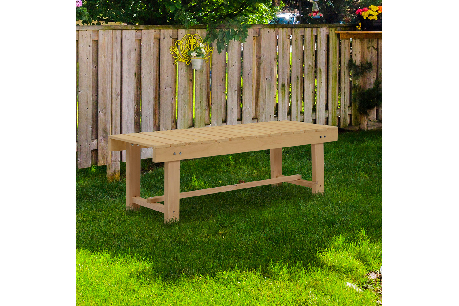 Outsunny 2-Seater Outdoor Garden Patio Bench | Natural