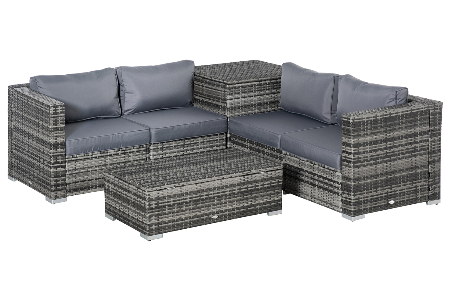 Outsunny Rattan Corner Sofa Set | Grey