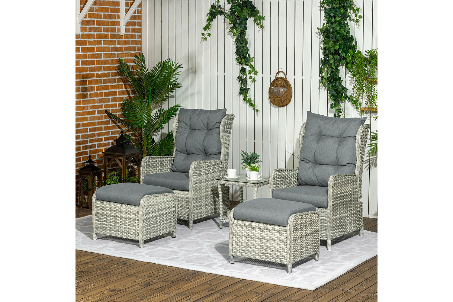 Outsunny PE Rattan Garden Furniture | Grey