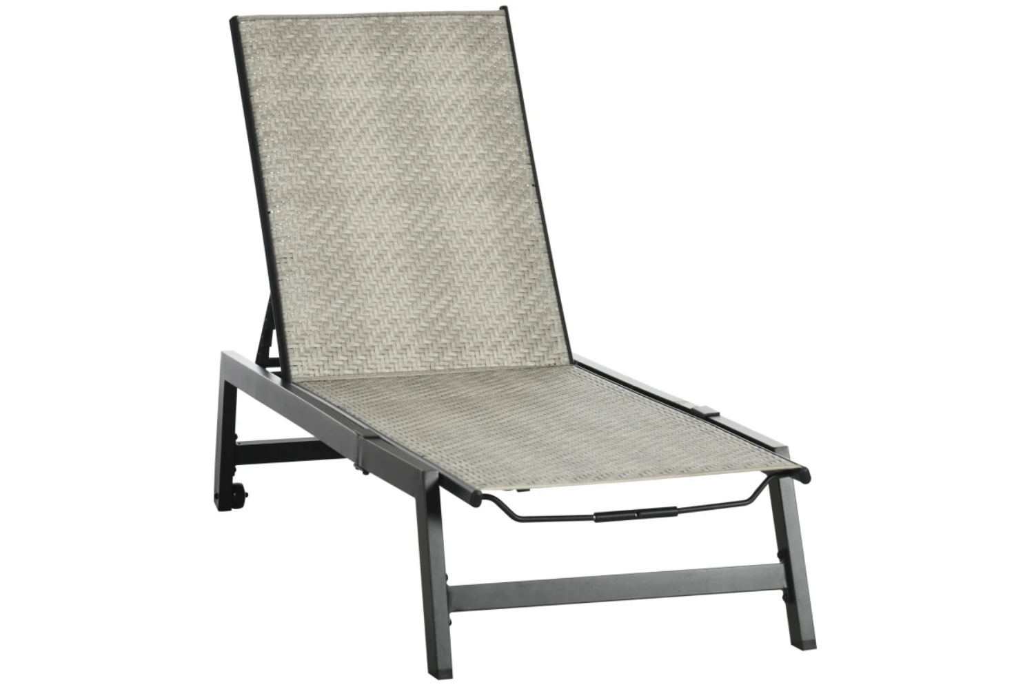 Outsunny Outdoor PE Rattan Sun Lounger | Black/Grey