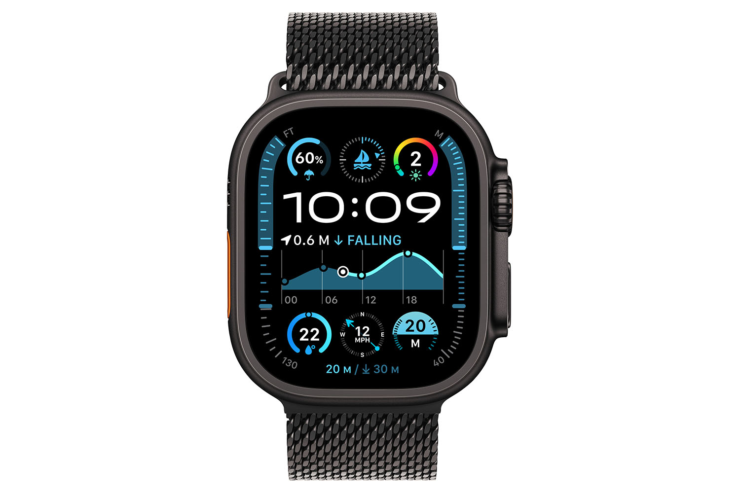 Apple Watch Ultra 2 GPS + Cellular | 49mm | Black Titanium Case with Black Titanium Milanese Loop Small