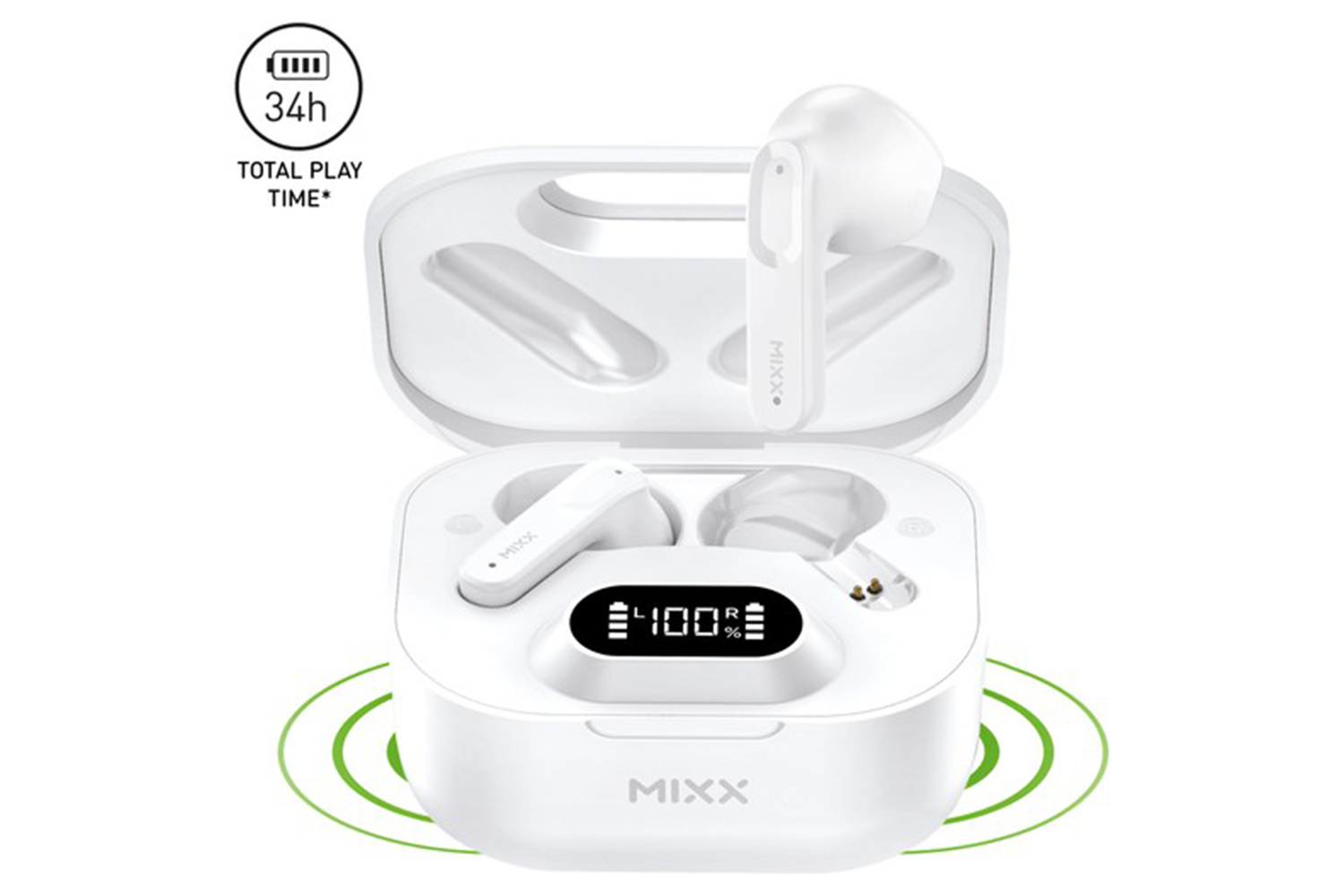 Mixx Streambuds Hybrid Charge 2 Wireless Earbuds | White