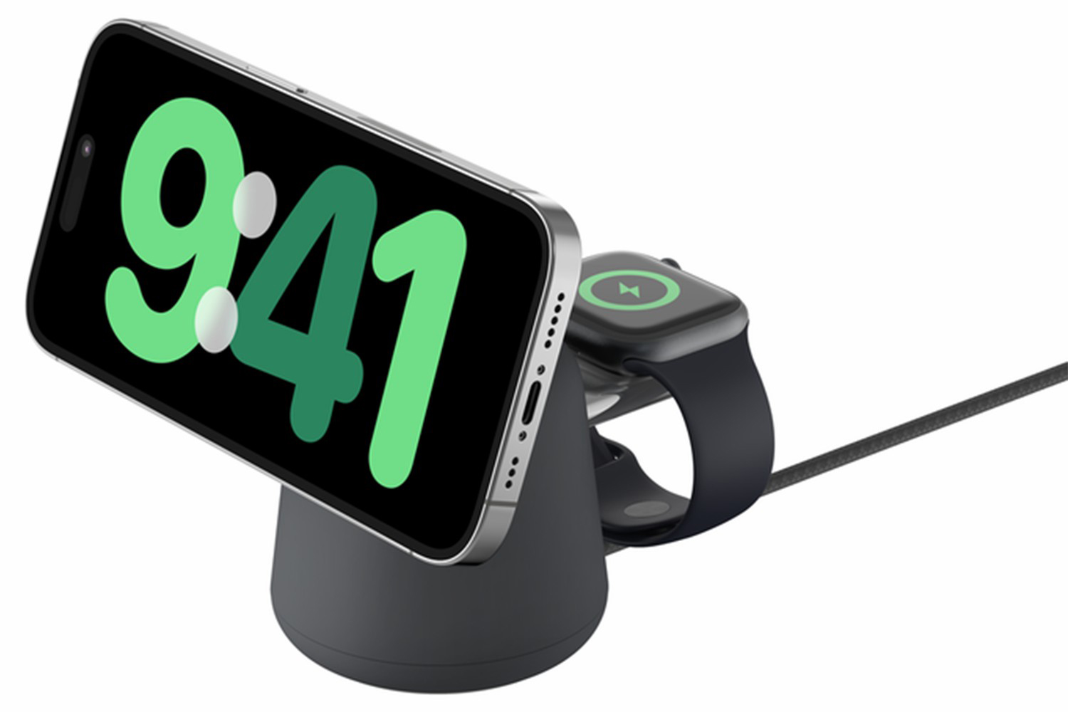 Belkin BoostCharge Pro 15W 2-in-1 Wireless Charging Dock with MagSafe | Black