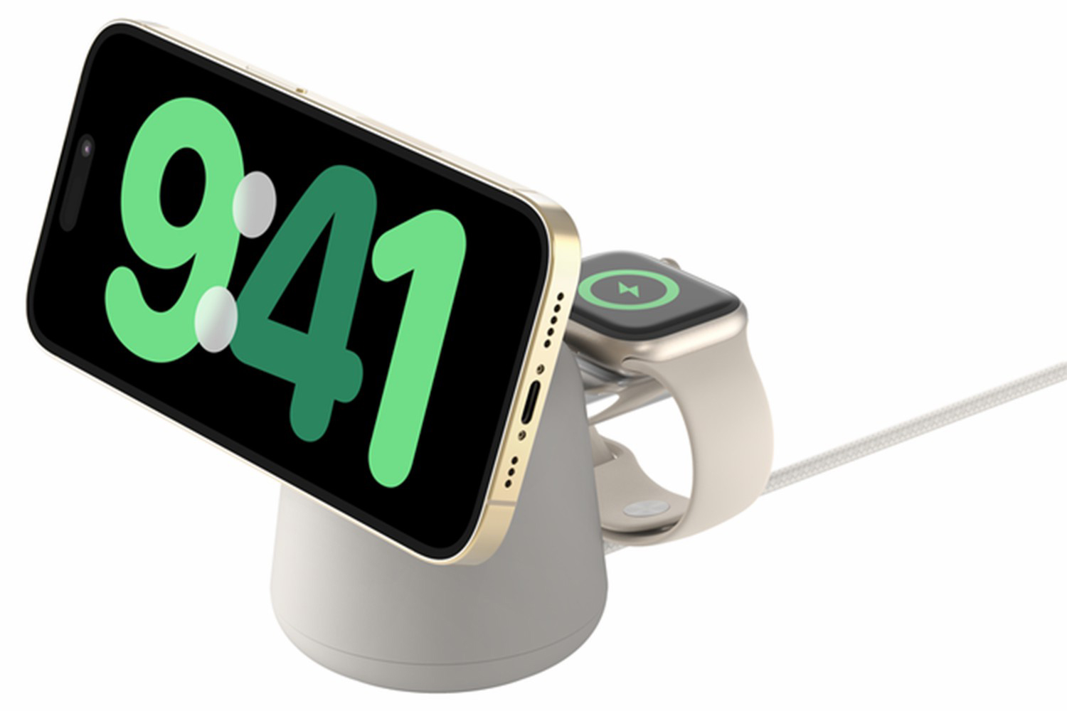 Belkin BoostCharge Pro 15W 2-in-1 Wireless Charging Dock with MagSafe | White