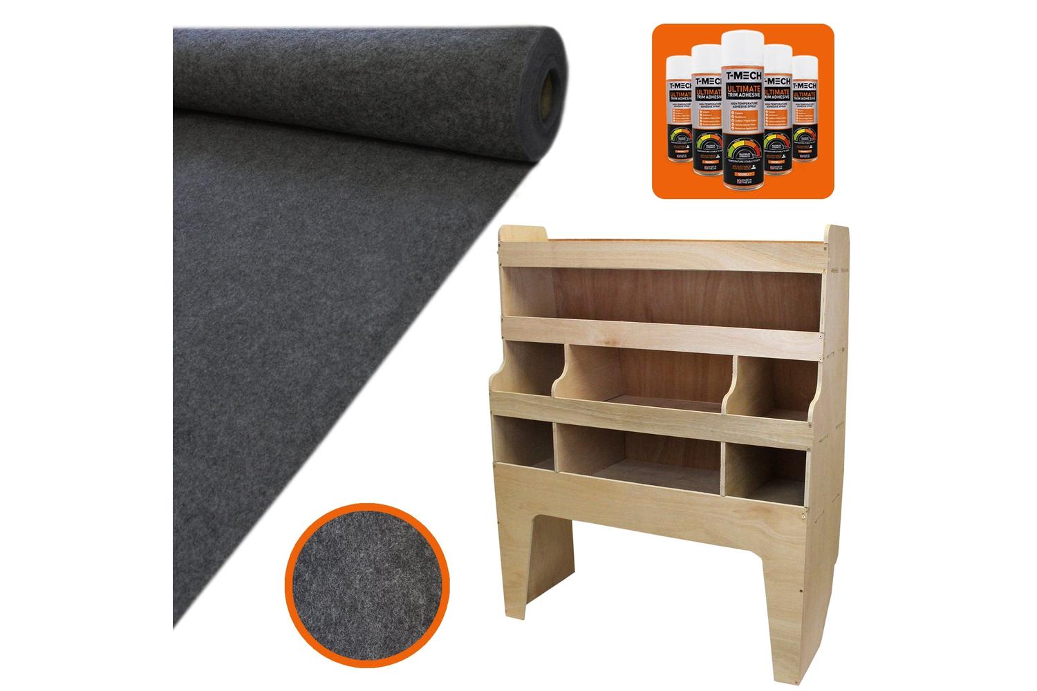 Monstershop 11sqm Anthracite Van Lining Glue & VW Transporter Rack