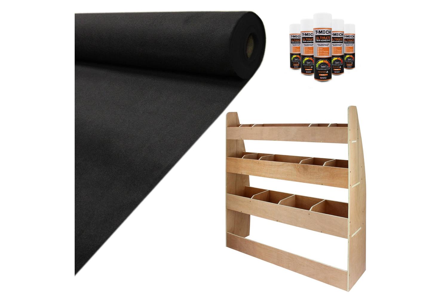 Monstershop 11m2 Black Van Lining Glue and VW Caddy Rack