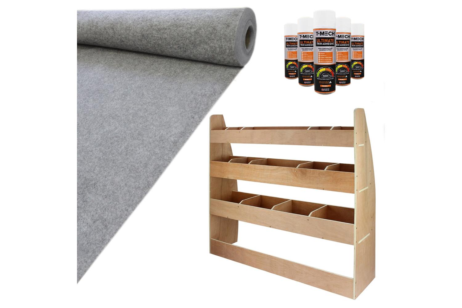 Monstershop 11m2 Silver Grey Van Lining and Citroen Berlingo Racking Unit