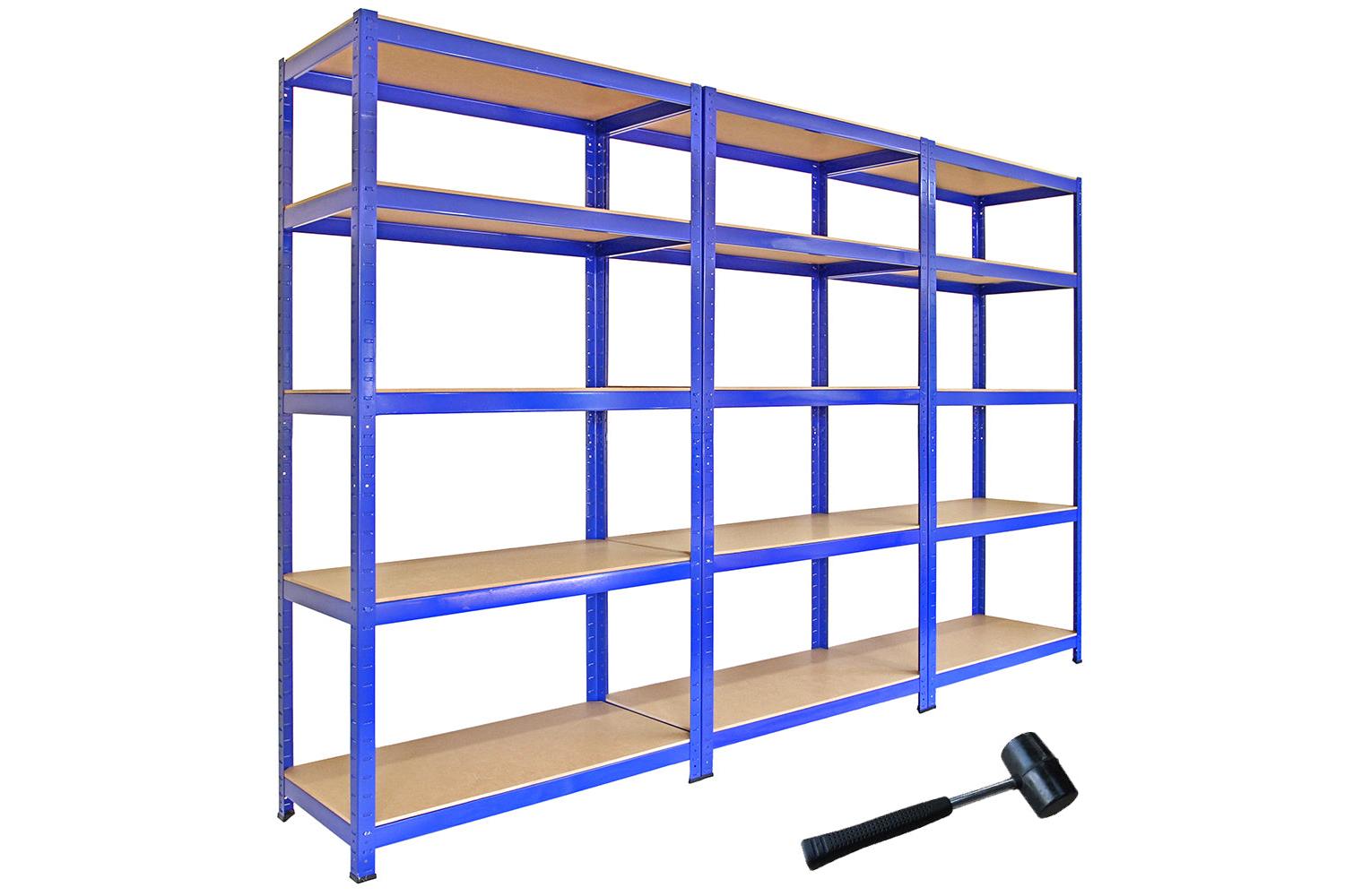 Monstershop 3 x Racking Storage Shelves | Blue