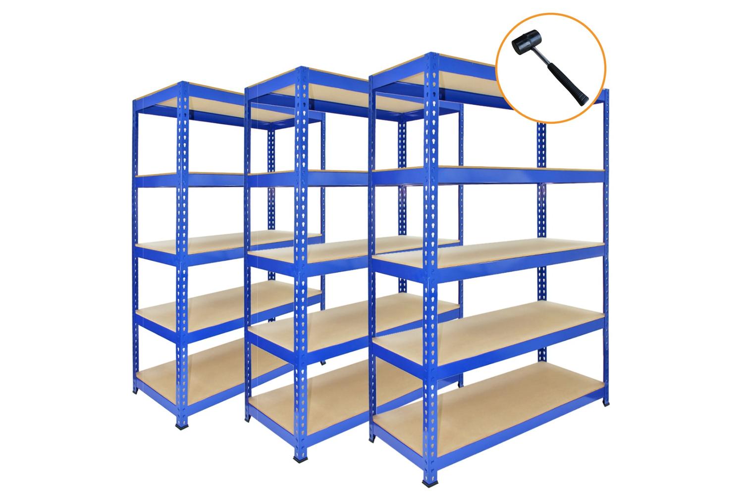 Monstershop 3 x Q-Rax 90 x 50 x 180cm Racking Units | Blue