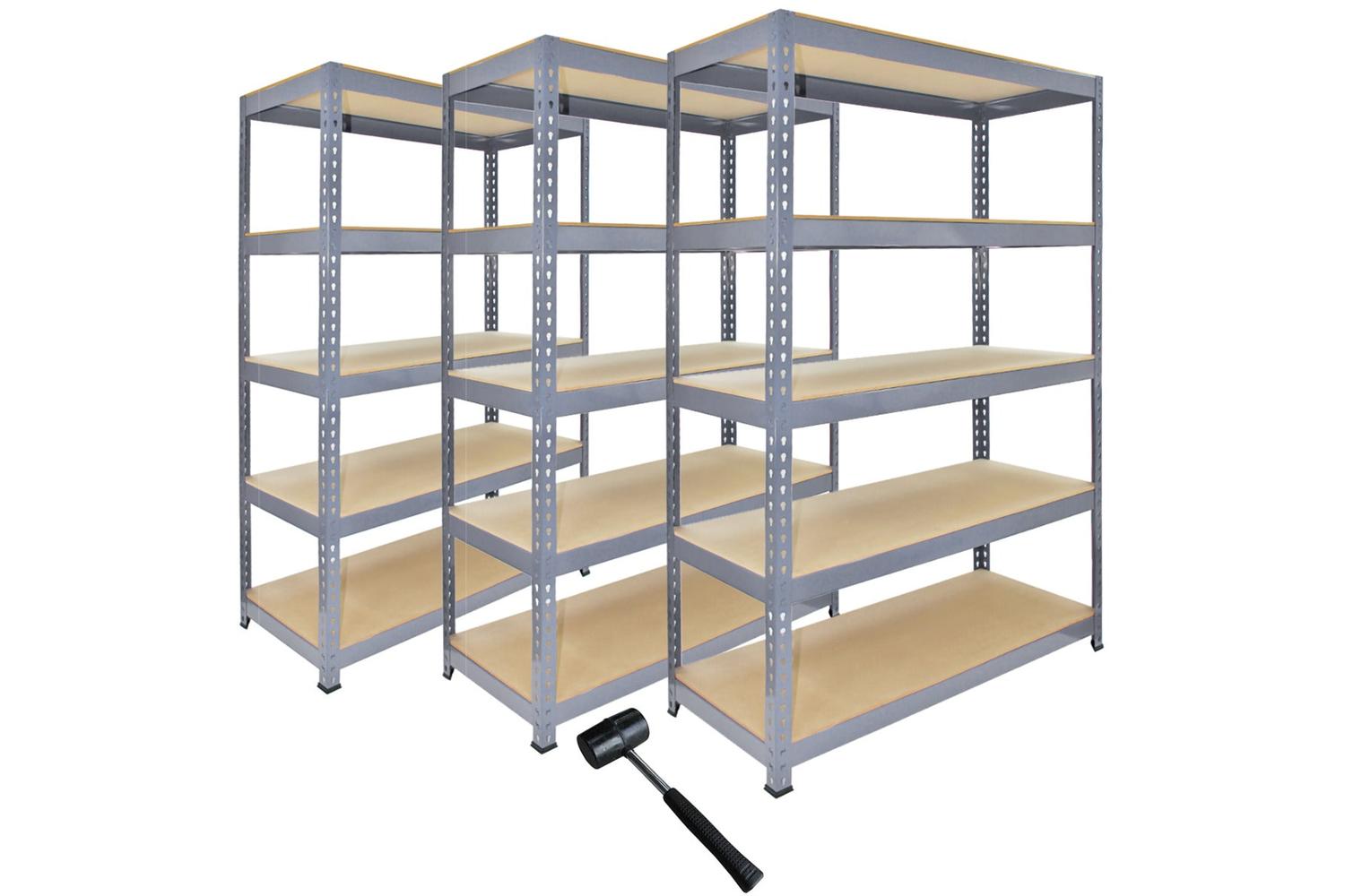 Monstershop 3 x Q-Rax 120 x 50 x 180cm Racking Units | Grey