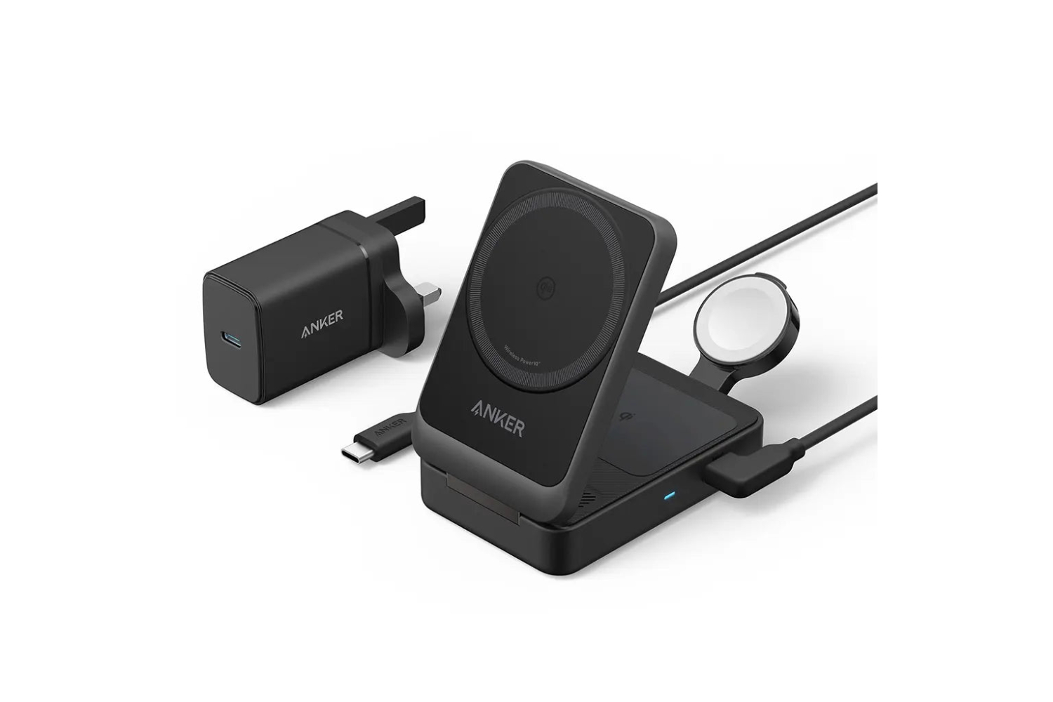 Anker MagGo 3-in-1 15W Wireless Charging Station | Black